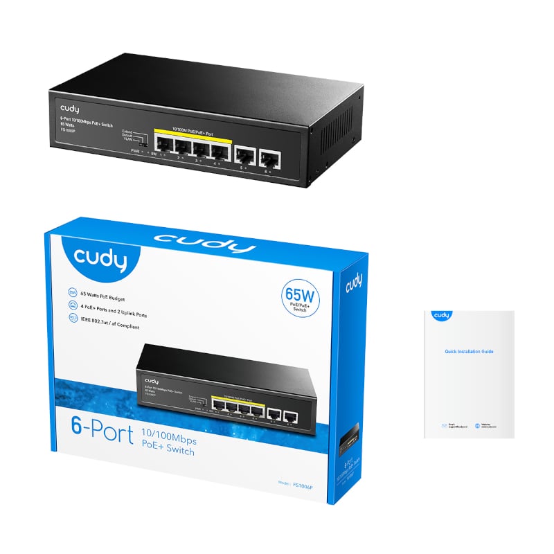 Cudy 6-Port Ethernet Unmanaged Switch – 4 Ports POE