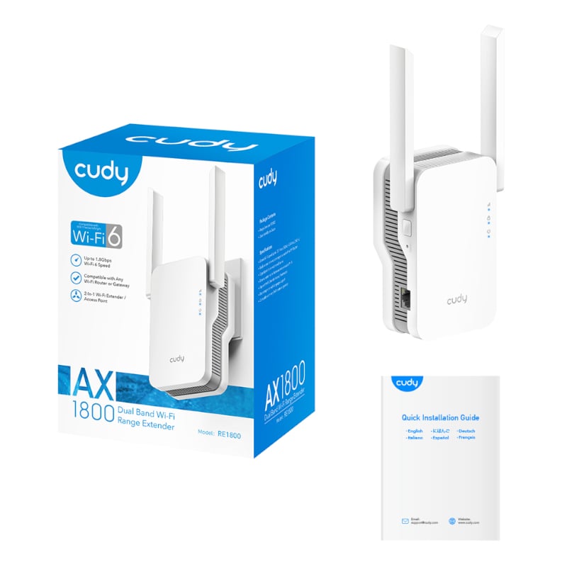 Cudy AX1800 WiFi Range Extender | Wall Plug